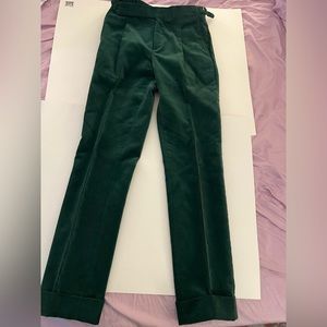 Spier And Mackay  Corduroy Cotton Trousers Sz 28 Emerald Green Side Adjusters
